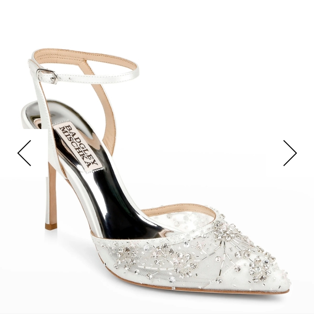 Badgley Mishka Roe Crystal Ankle Strap Pumps